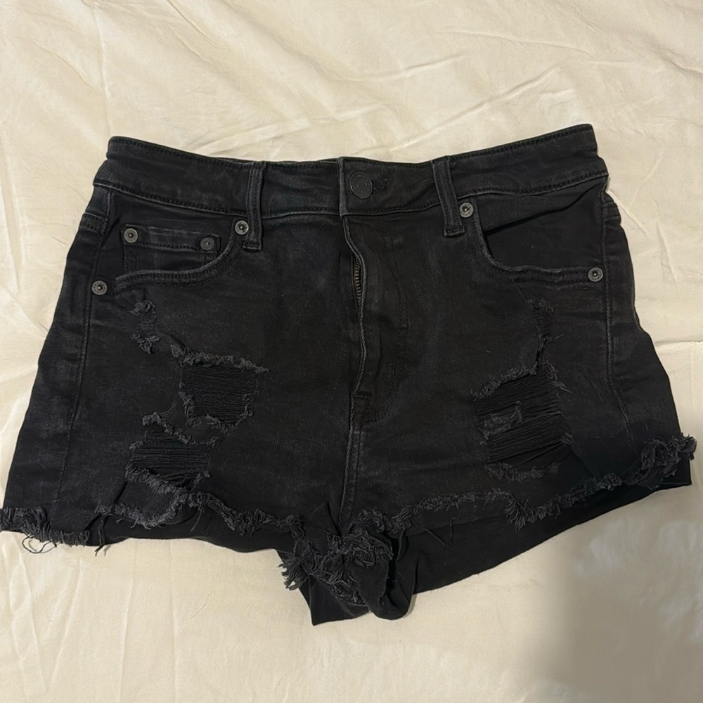 Black distressed denim Aeropostale shorts